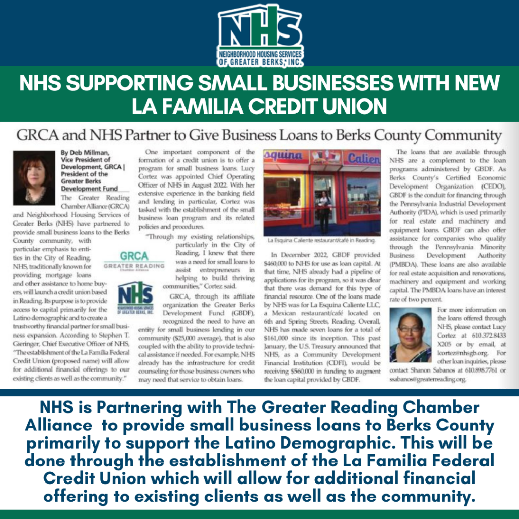NHS Supporting Small Businesses with New La Familia Credit Union